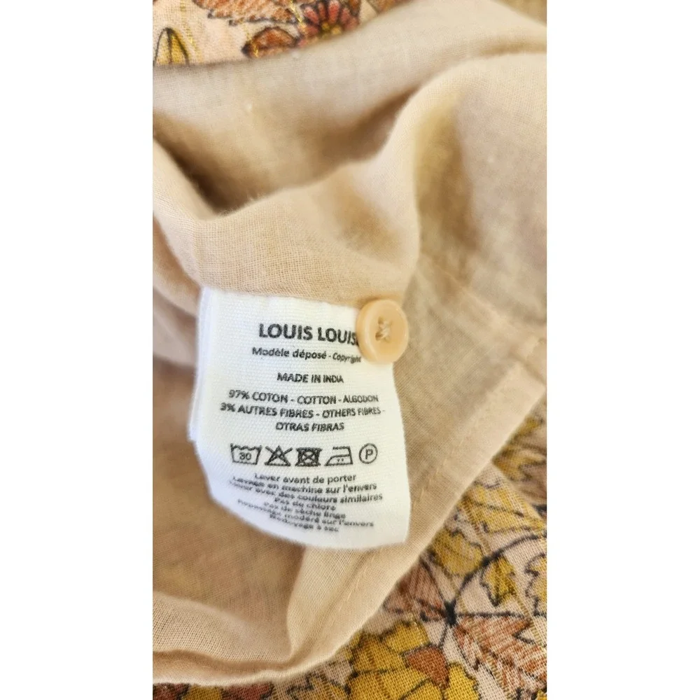 Louis Louise Paris Blouse Baby 12M Tan Floral Smocked Boho Top Cottagecore